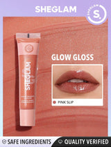 SHEGLAM Power Bouquet Lip Gloss -Power Petals  Shiny Tinted Moisturizing Lip Gloss Plumping Non-Sticky Lip Oil Repairing Cherry Blossom Extract Lip Care - Negative Apparel