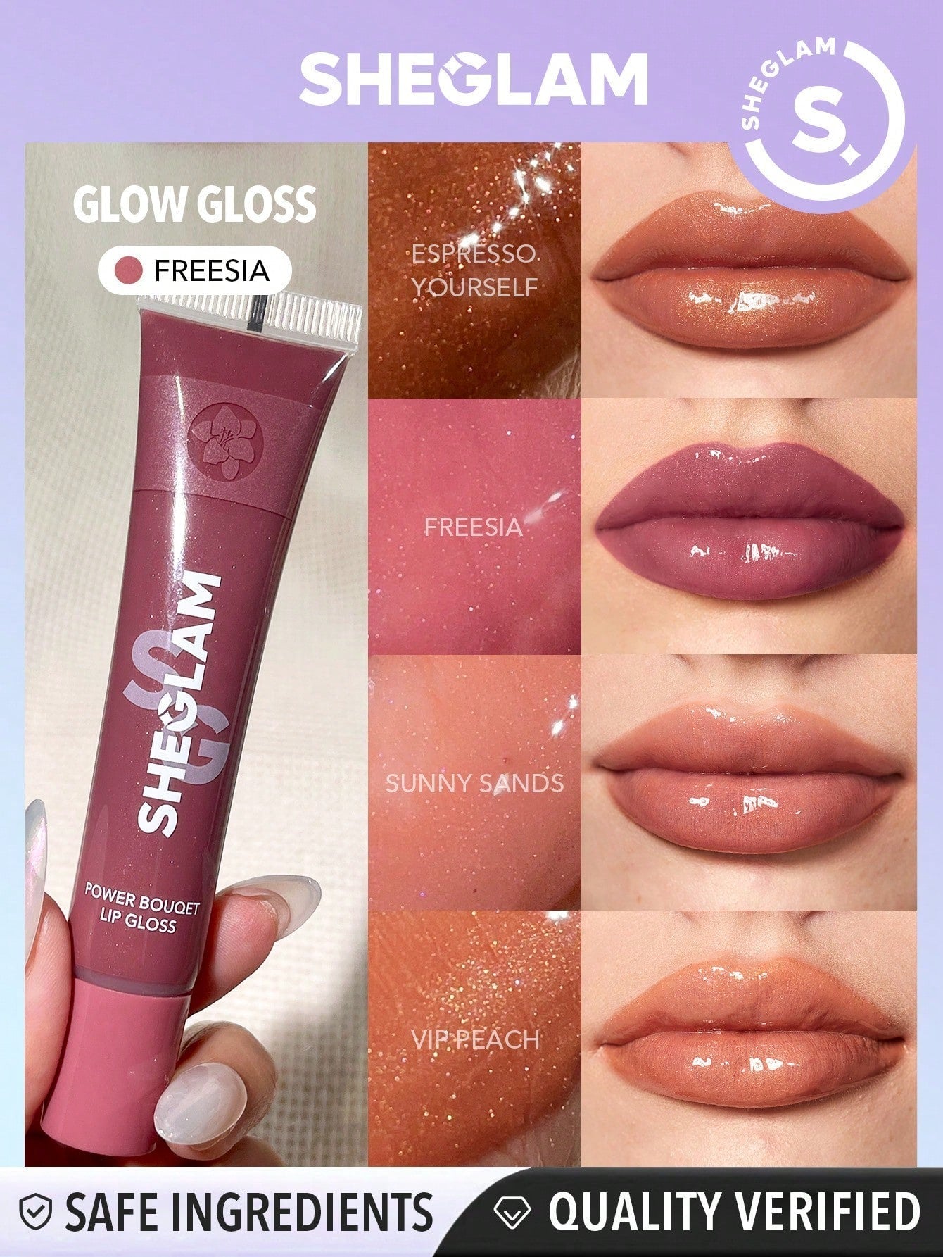 SHEGLAM Power Bouquet Lip Gloss -Shiny Tinted Moisturizing Lip Gloss - Negative Apparel