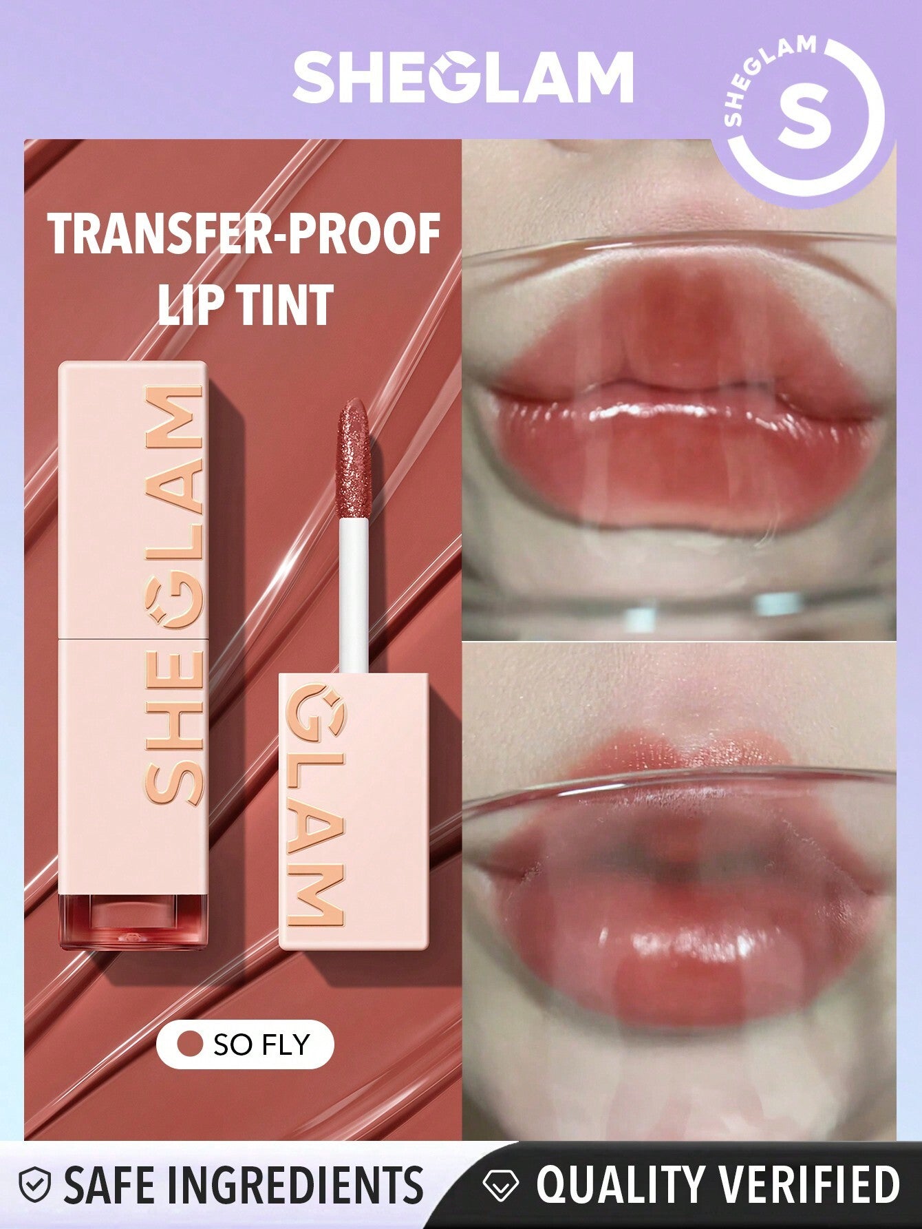 SHEGLAM Take A Hint Lip Tint- Color Changing Long Lasting Lip Gloss High Gloss Finish All Day Non-Sticky Moisturizing Lip Stain For Dry Lips - Negative Apparel