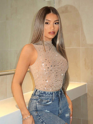 SHEIN BAE Plain Khaki Nude Color Top FD - Negative Apparel