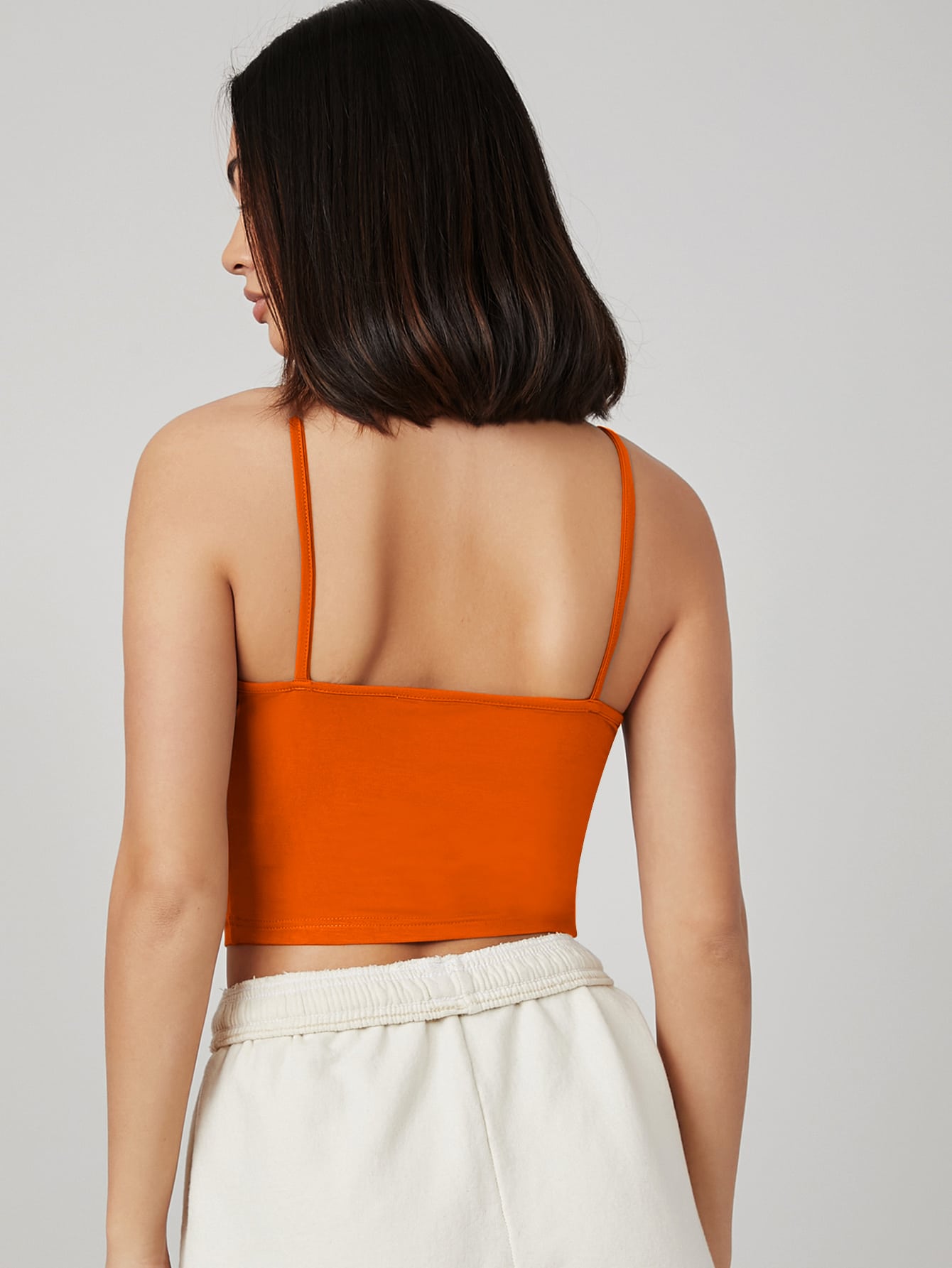 SHEIN BASICS Solid Form Fitted Crop Cami Top - Negative Apparel