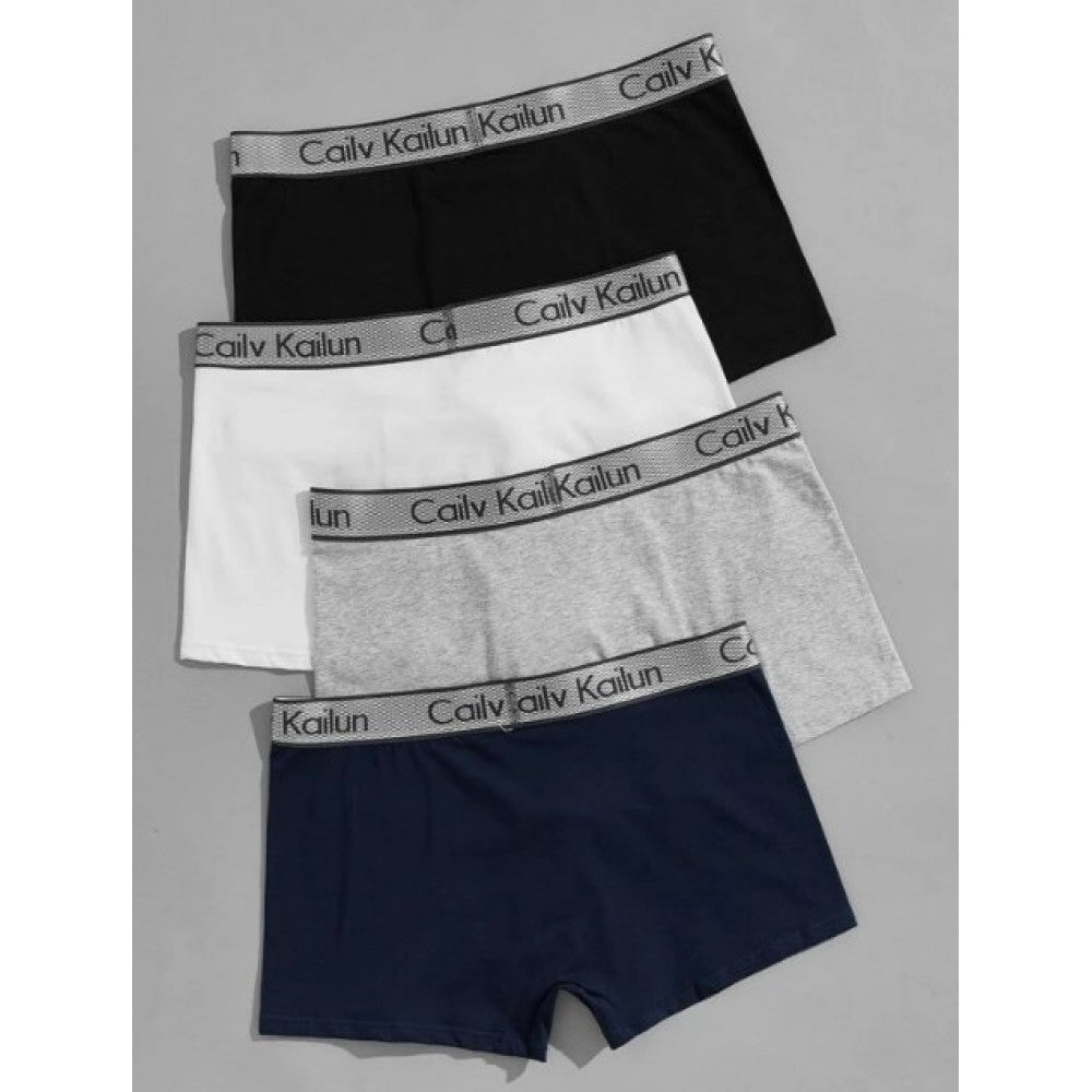 SHEIN Boxer Briefs With Letters Tape For Men - 4 Pieces - Negative Apparel