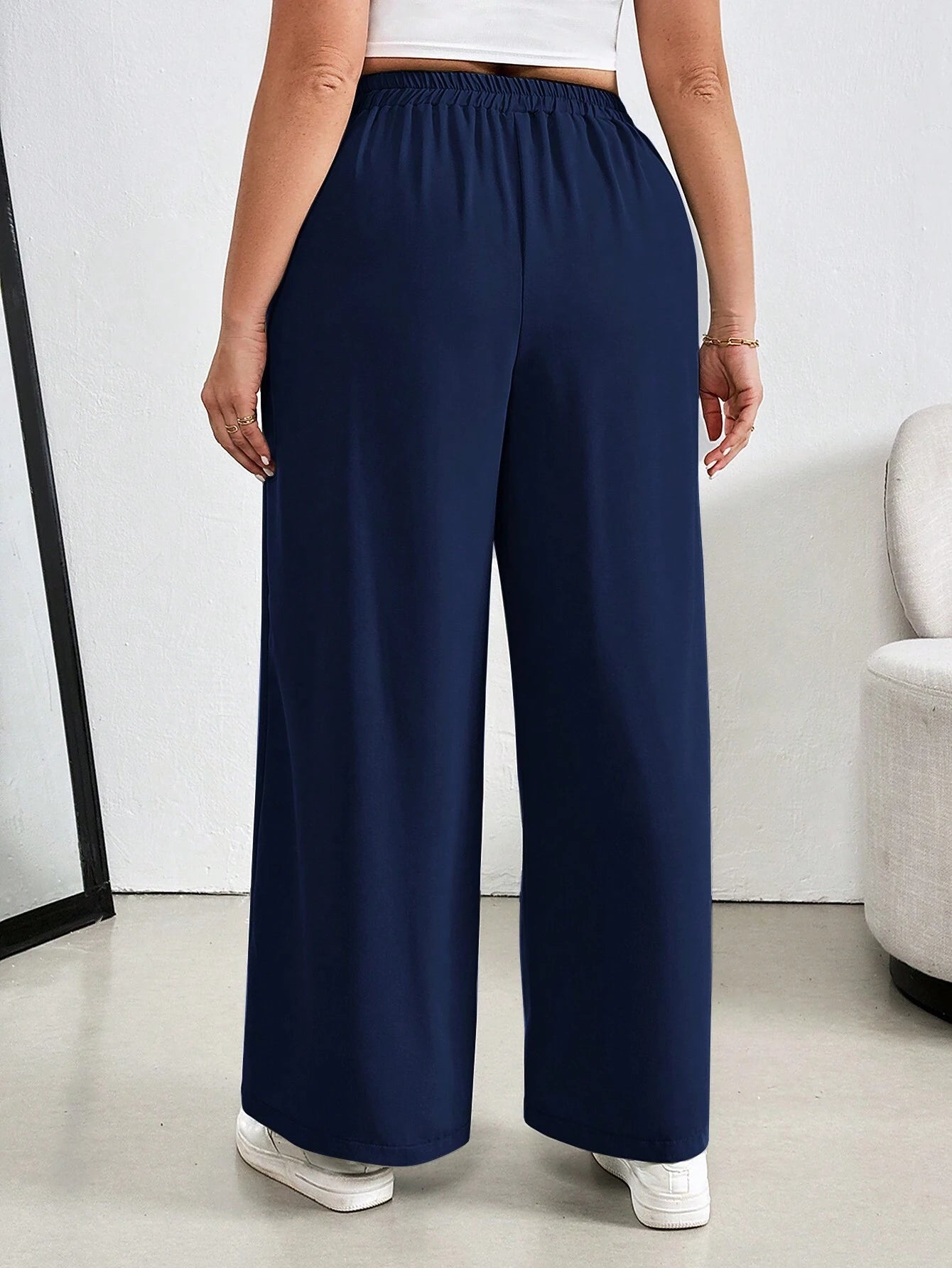 SHEIN Essnce Plus Size Women Mint Green High Waist Pencil Pants - Negative Apparel