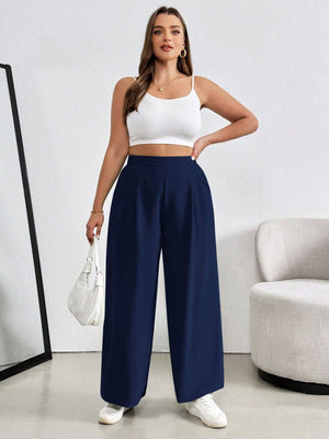 SHEIN Essnce Plus Size Women Mint Green High Waist Pencil Pants - Negative Apparel