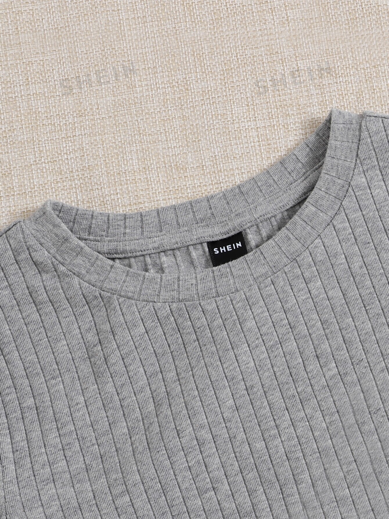 SHEIN EZwear 4pcs Lettuce Trim Rib Knit Tee - Negative Apparel