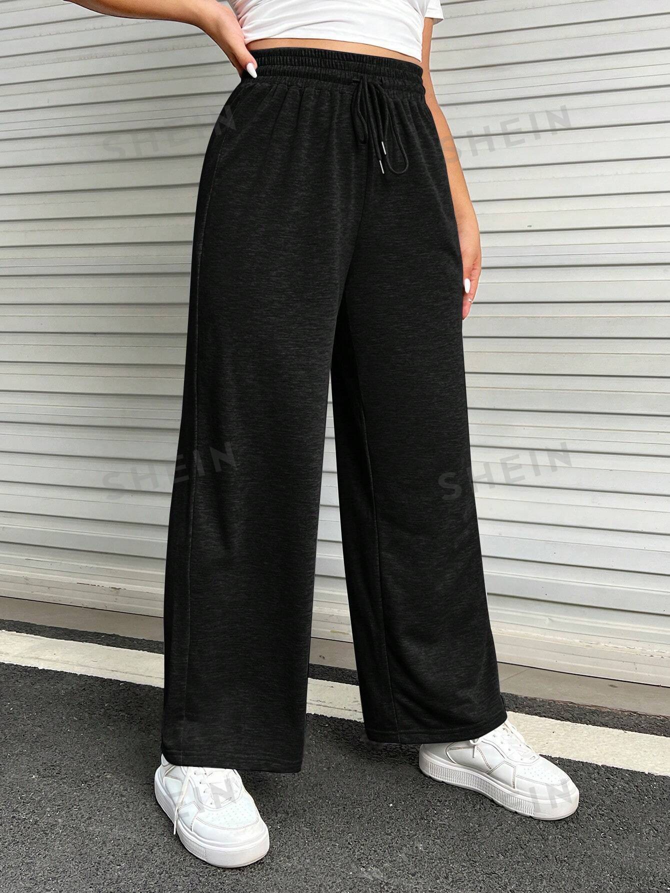 そそい　weatDistressed WidePants SHEIN EZwear Plus Drawstring Waist Wide Leg Sweatpants