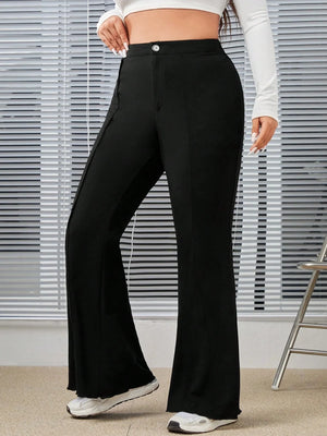SHEIN EZwear Plus High Waist Flare Leg Pants - Negative Apparel