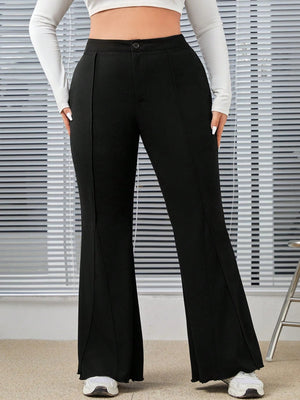 SHEIN EZwear Plus High Waist Flare Leg Pants - Negative Apparel