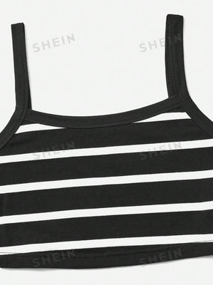 SHEIN EZwear Striped Cami Top & Split Thigh Skirt - Negative Apparel