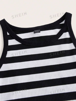 SHEIN EZwear Striped Tank Top & Skirt - Negative Apparel