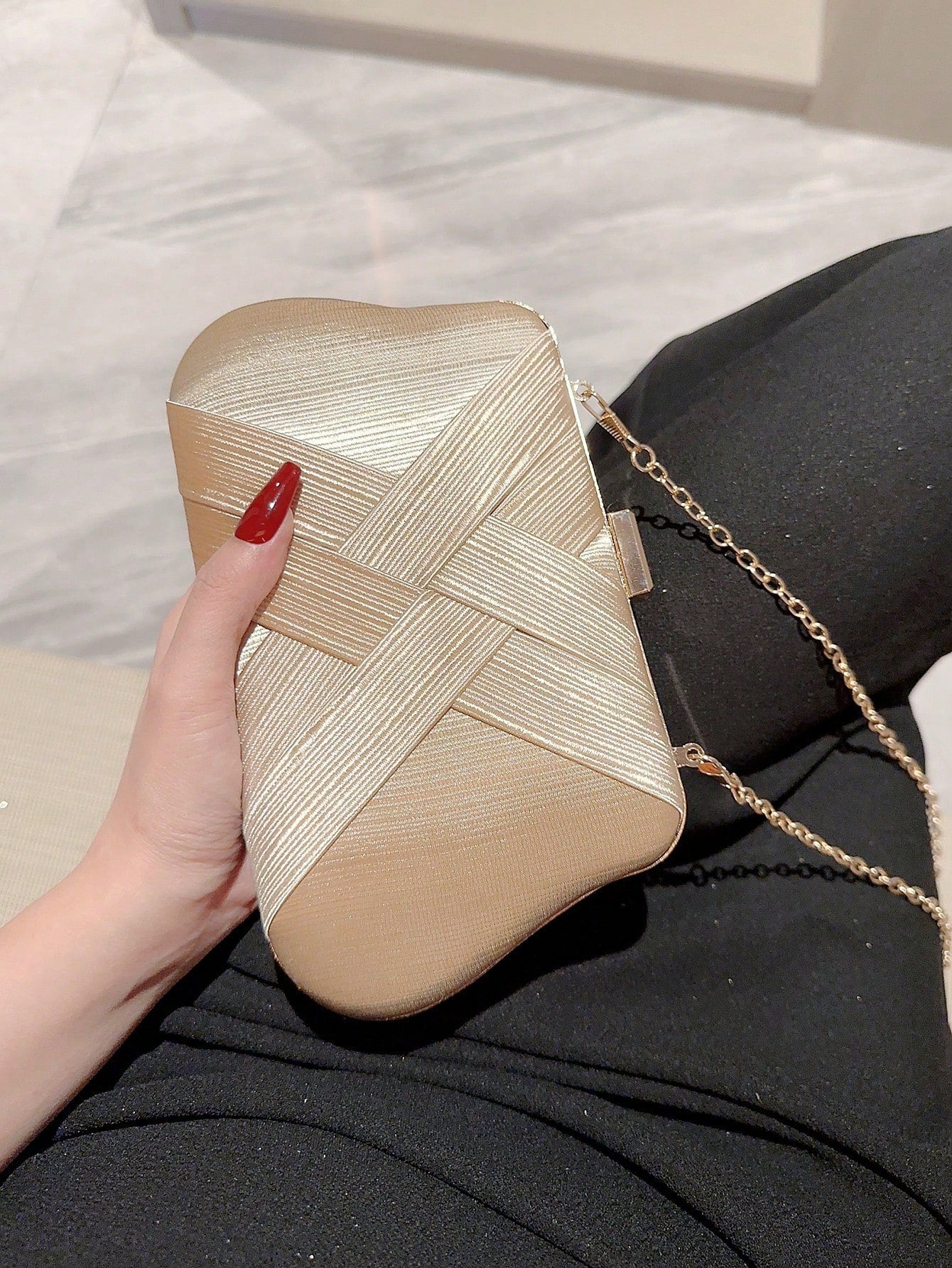 SHEIN Glitter Bling,Shiny Glamorous,Elegant Clutch Box - Negative Apparel