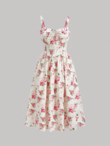 SHEIN MOD Floral Print Tie Front Cami Dress - Negative Apparel