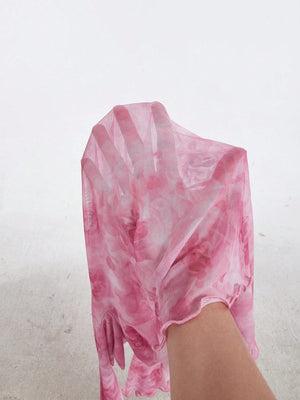 SHEIN MOD Women's Floral Print Bell Sleeve Top FD - Negative Apparel