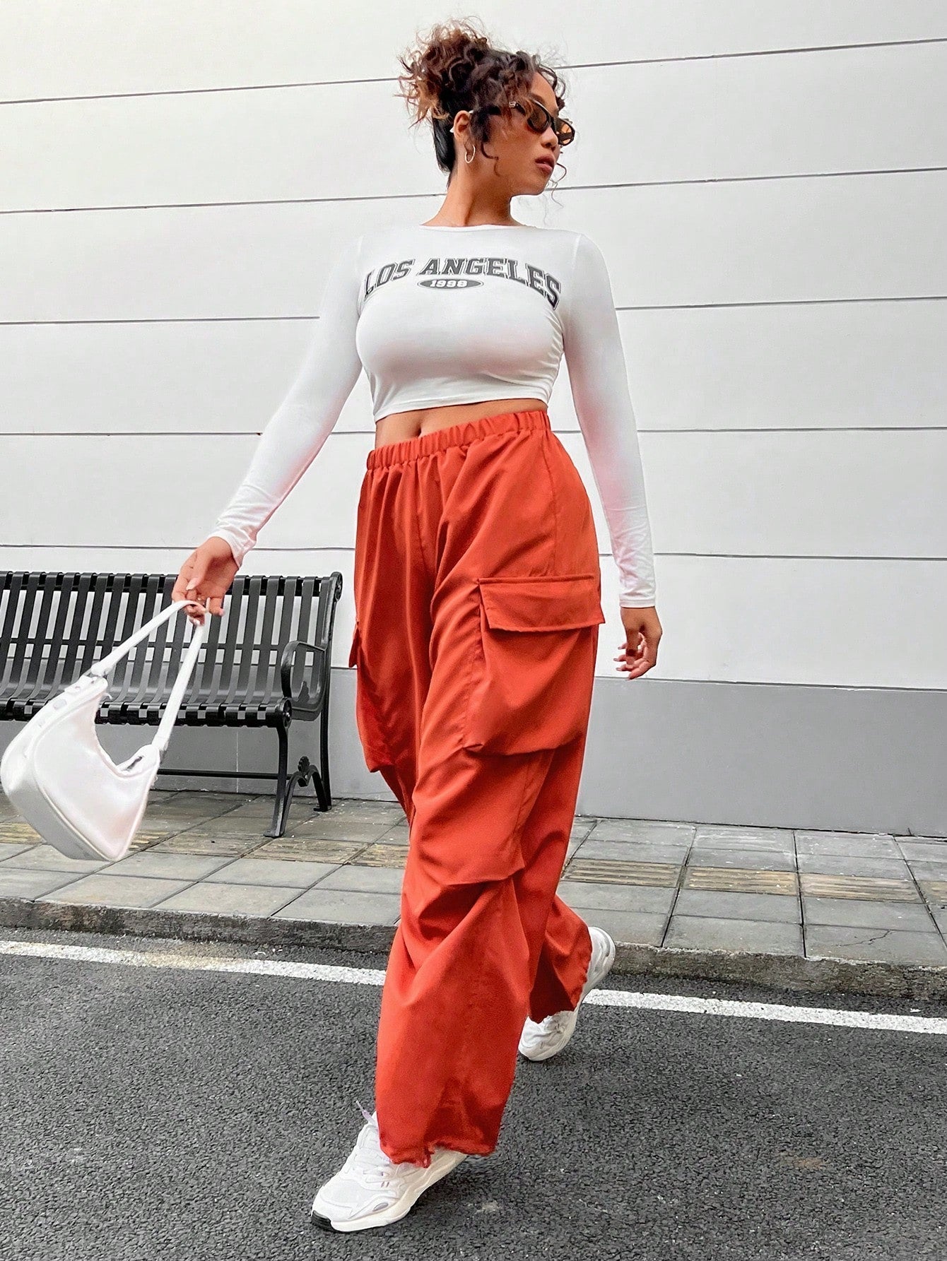 SHEIN Plus Flap Pocket Side Cargo Pants - Negative Apparel