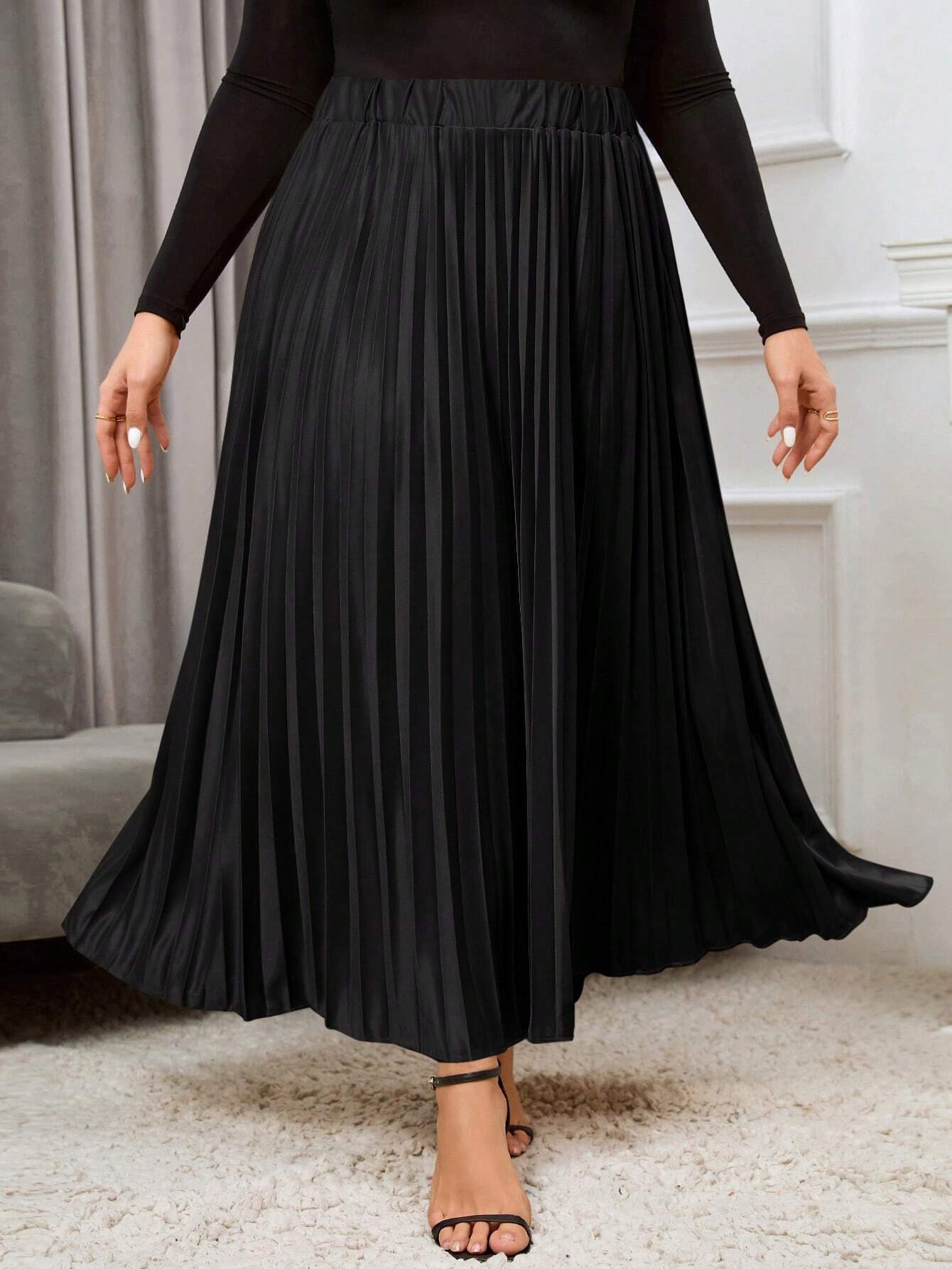 Ladies plus size pleated skirts best sale