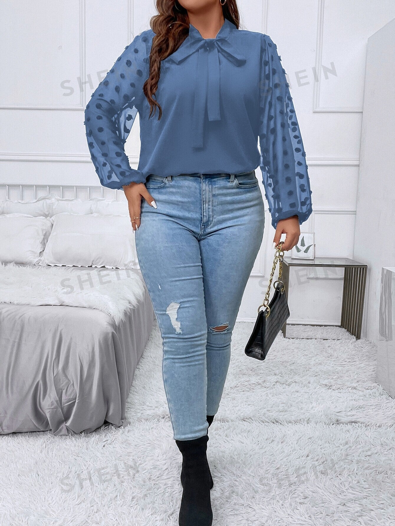 限定値下げ【新品未使用】pois blouse teeピンク　ブラウスティー alotta ブラウス シャツ 配色パイピングフリルブラウス