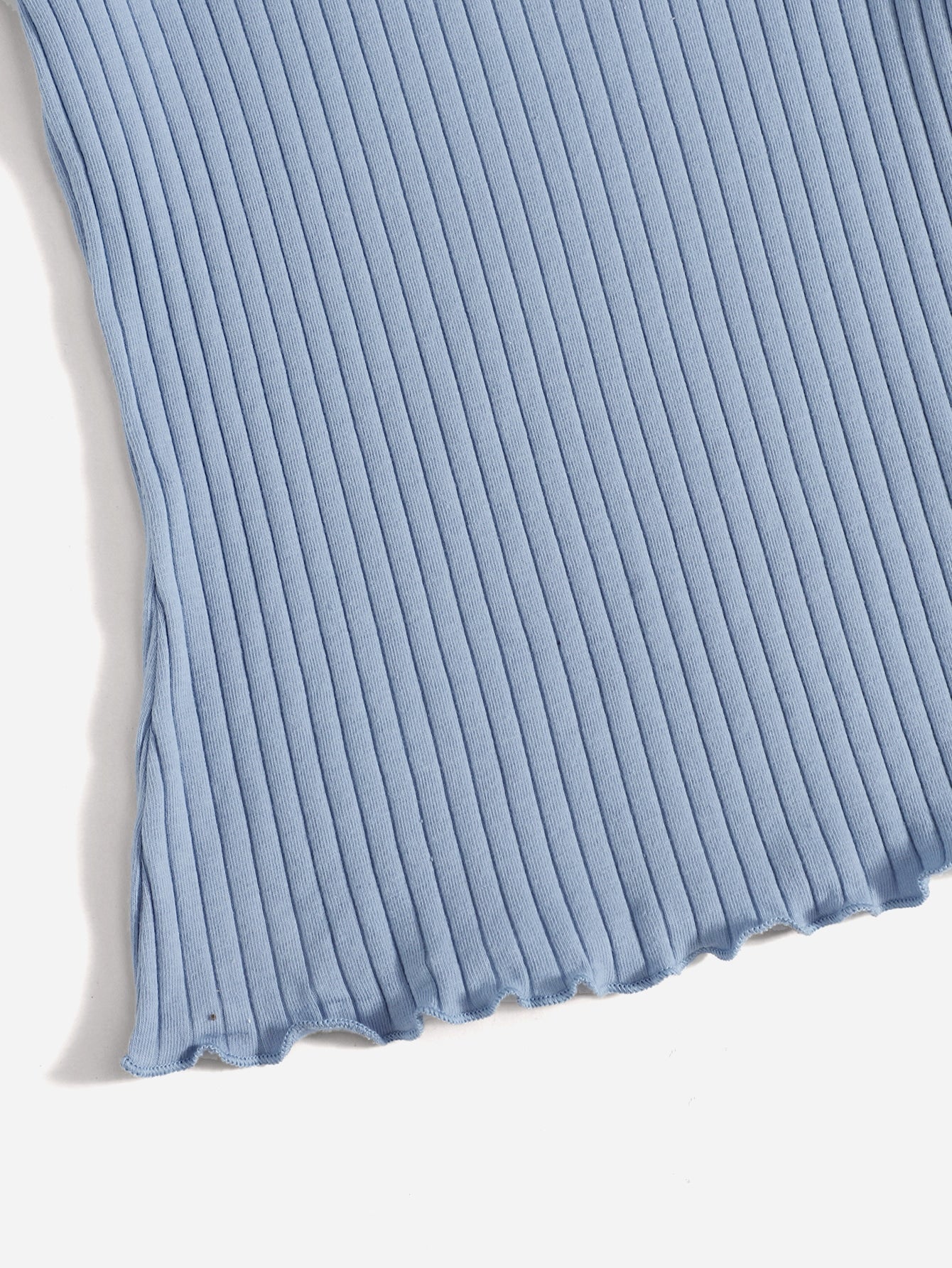 SHEIN Ribbed Lettuce-Edge Form-Fitting Top - Negative Apparel