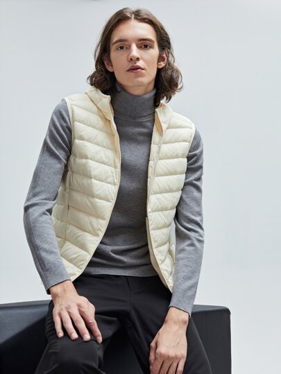 SHEIN Solid Zip Up Vest Jacket - Negative Apparel