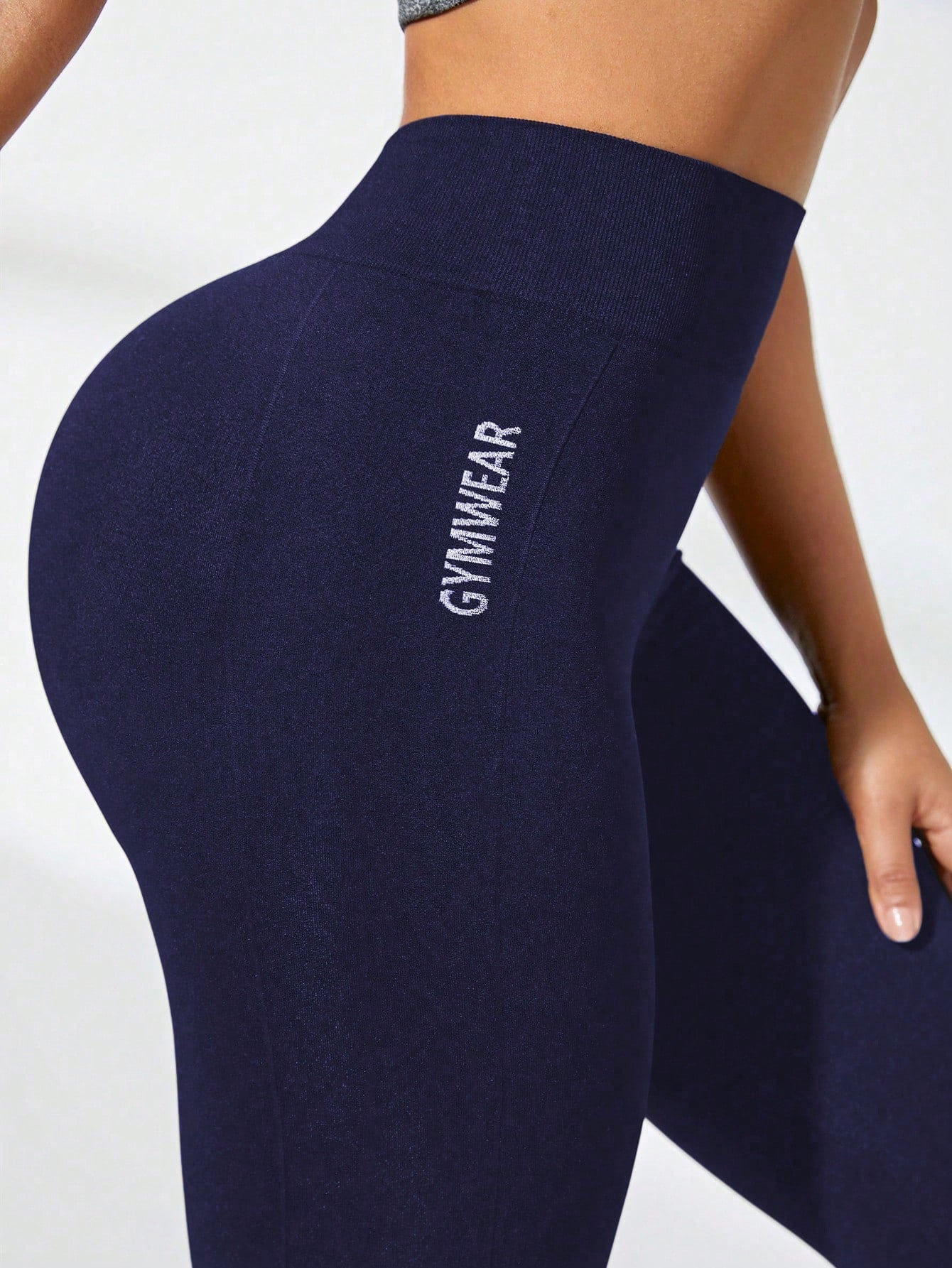 SHEIN Sport Studio Letter Graphic Wideband Waist Sports Leggings - Negative Apparel
