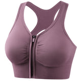 Shockproof Sports Bra Hollow Back Front Zipper Sports Bra - Negative Apparel