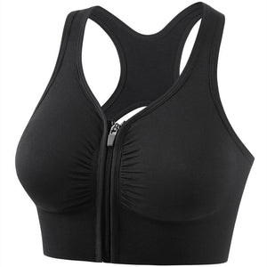 Shockproof Sports Bra Hollow Back Front Zipper Sports Bra - Negative Apparel