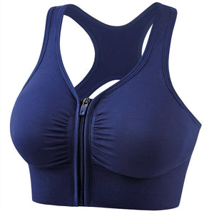 Shockproof Sports Bra Hollow Back Front Zipper Sports Bra - Negative Apparel