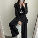 Short Blazer Suit Set for Women Including Pants - Negative Apparel