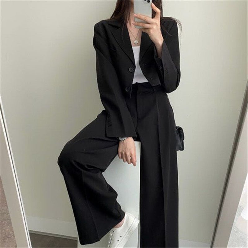 Short Blazer Suit Set for Women Including Pants - Negative Apparel