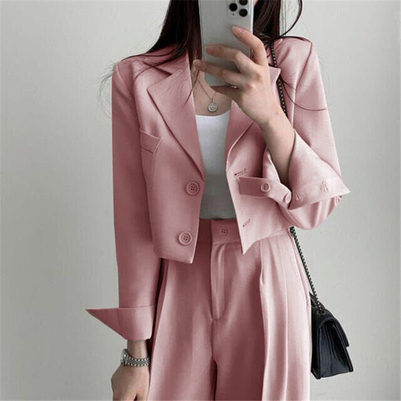 Short Blazer Suit Set for Women Including Pants - Negative Apparel