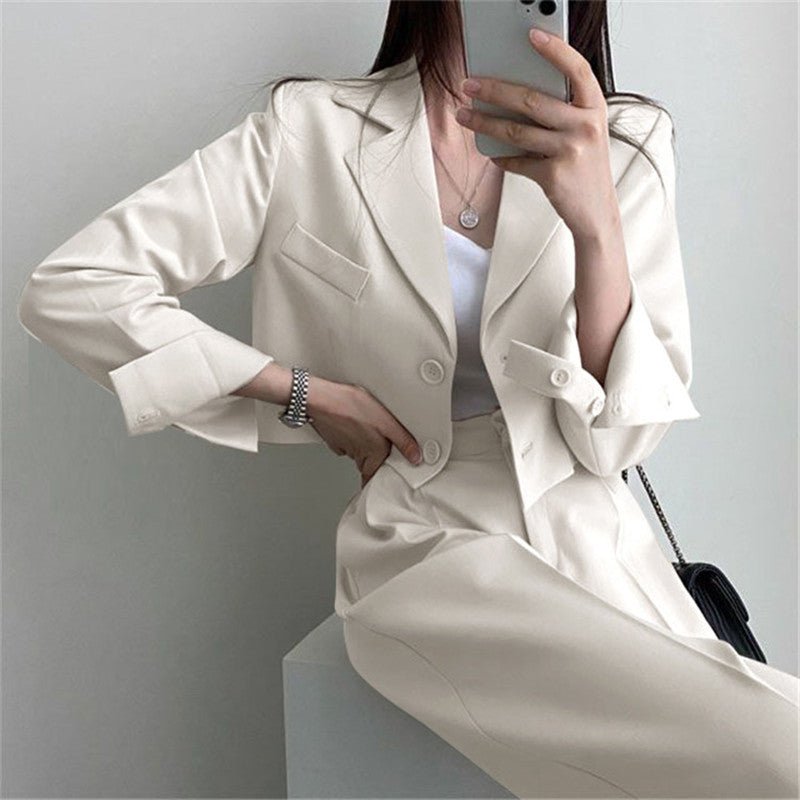 Short Blazer Suit Set for Women Including Pants - Negative Apparel