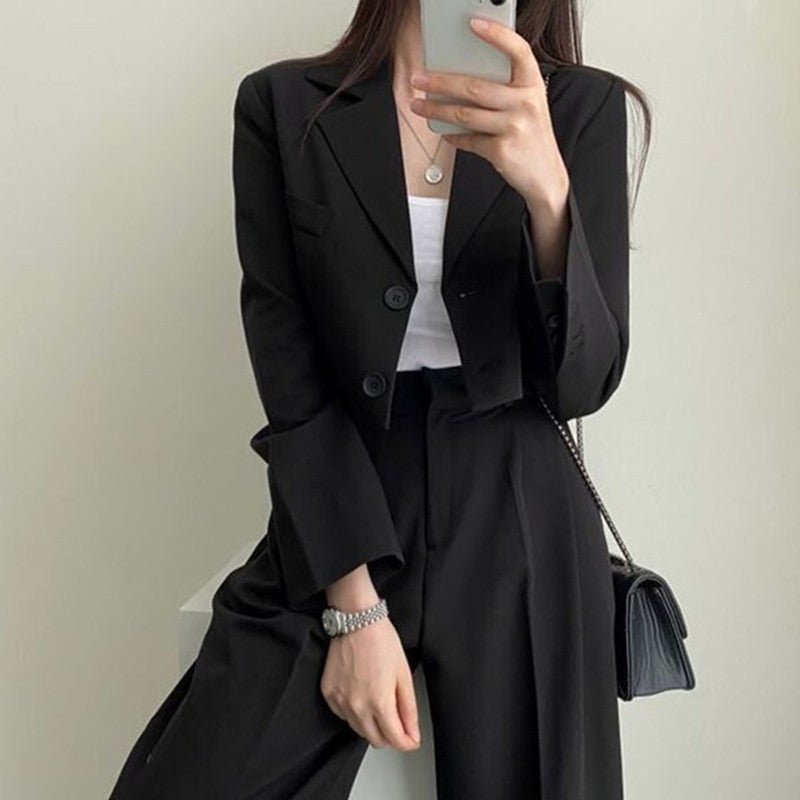 Short Blazer Suit Set for Women Including Pants - Negative Apparel