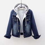 Short Body Denim jacket with hood - Negative Apparel