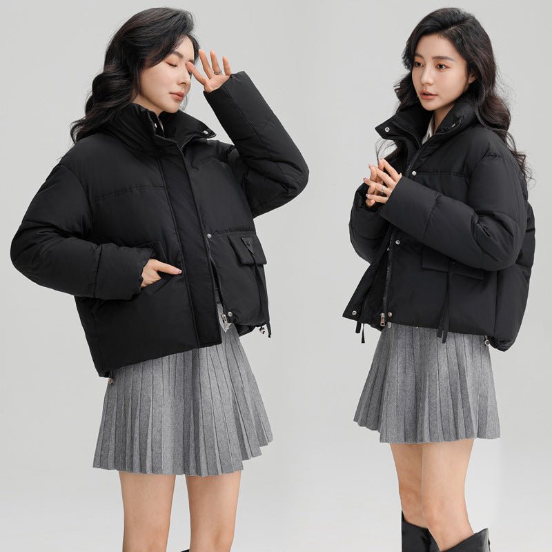 Short stand collar thickened puffer jacket for women - Negative Apparel