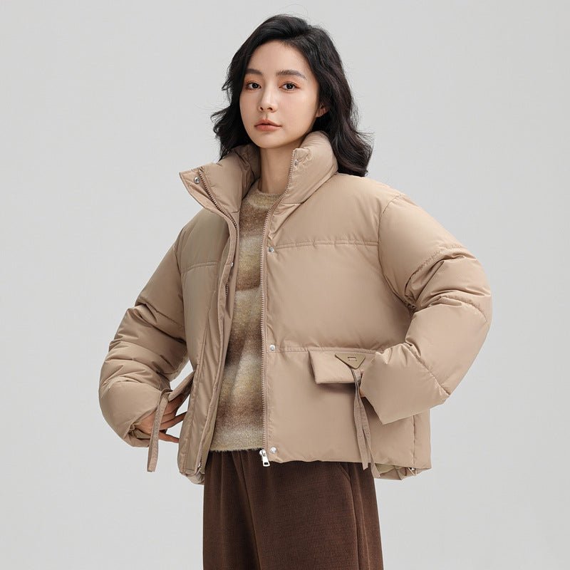 ●   ● W SHORT LENGTH STAND COLLAR PUFFER DOWN Short Puffer Down Coat Womens Fluffy Stand Collar Bread