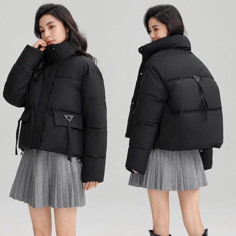 Short stand collar thickened puffer jacket for women - Negative Apparel