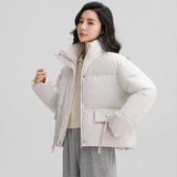 Short stand collar thickened puffer jacket for women - Negative Apparel