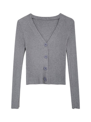 Short sweater slim cardigan jacket women's knitted sweater 2021 new autumn long - sleeved outer top wholesale - Negative Apparel