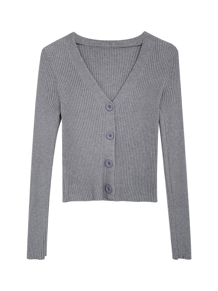 Short sweater slim cardigan jacket women's knitted sweater 2021 new autumn long - sleeved outer top wholesale - Negative Apparel