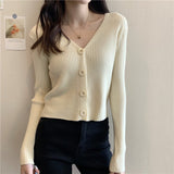 Short sweater slim cardigan jacket women's knitted sweater 2021 new autumn long - sleeved outer top wholesale - Negative Apparel