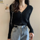 Short sweater slim cardigan jacket women's knitted sweater 2021 new autumn long - sleeved outer top wholesale - Negative Apparel