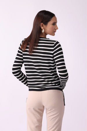 Side Strings Striped Sweatshirt - Negative Apparel