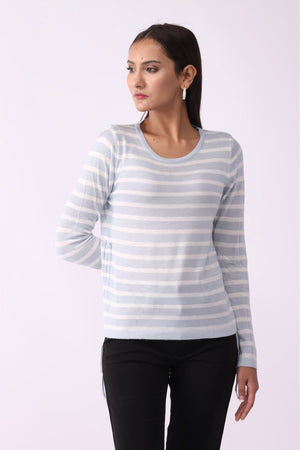 Side Strings Striped Sweatshirt - Negative Apparel