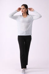 Side Strings Striped Sweatshirt - Negative Apparel