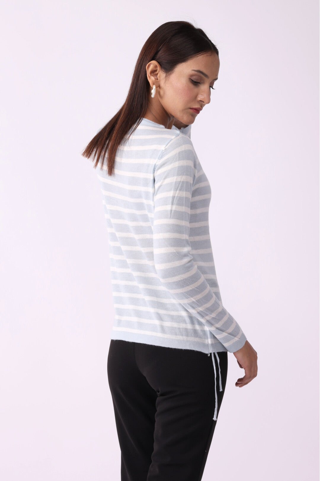 Side Strings Striped Sweatshirt - Negative Apparel