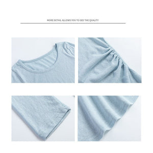 Side waist bottoming shirt women's summer 25 new outer wear crew neck sunscreen pullover loose irregular T-shirt top - Negative Apparel