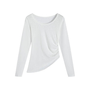 Side waist bottoming shirt women's summer 25 new outer wear crew neck sunscreen pullover loose irregular T-shirt top - Negative Apparel