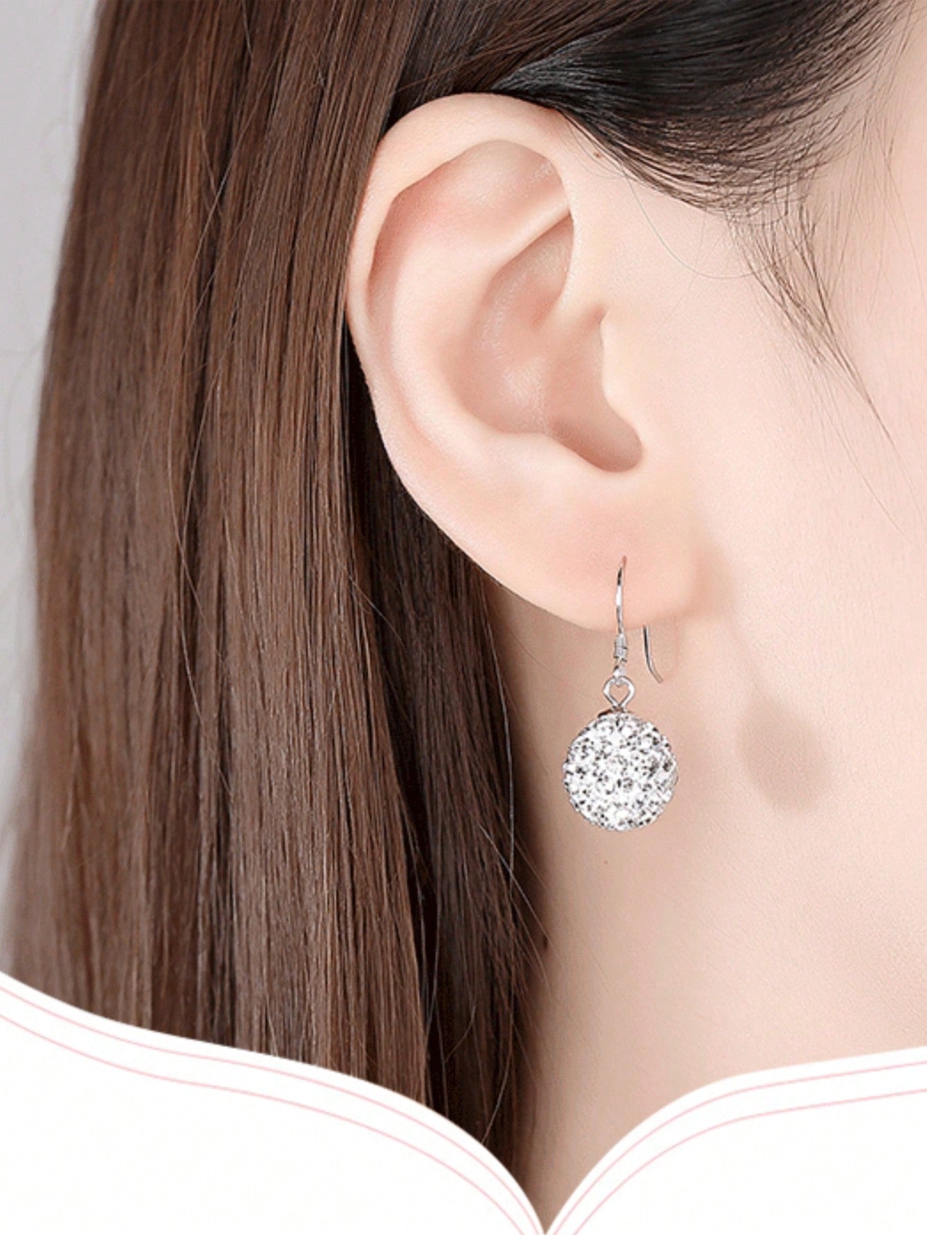 Silver Austrian Crystal Sparkling Ball Hook Earrings - Negative Apparel