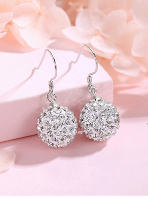 Silver Austrian Crystal Sparkling Ball Hook Earrings - Negative Apparel