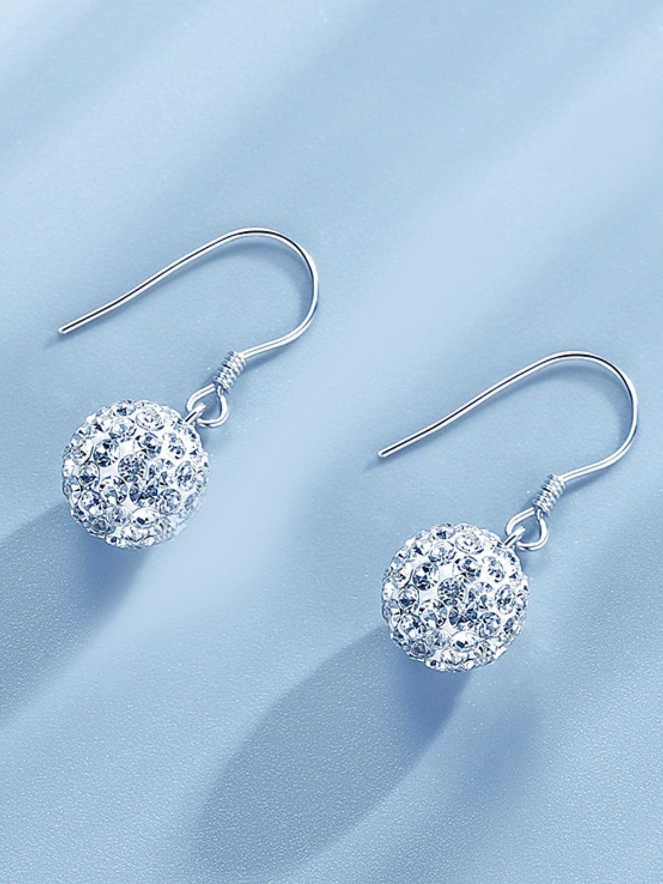 Silver Austrian Crystal Sparkling Ball Hook Earrings - Negative Apparel