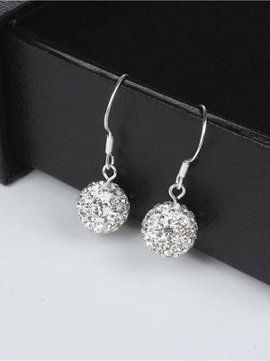 Silver Austrian Crystal Sparkling Ball Hook Earrings - Negative Apparel